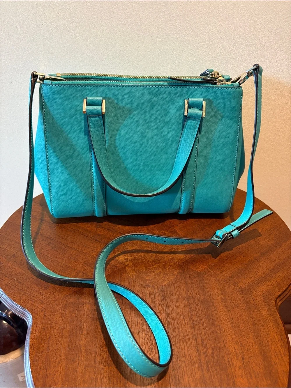 kate spade Satchel  crossbody bag, shoulder bag turquoise saffiano gold hardware